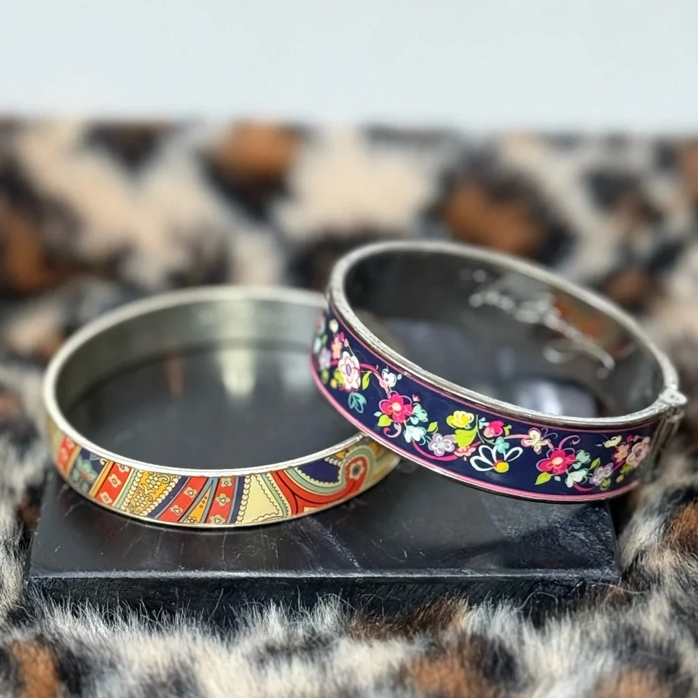 Vera Bradley Floral & Paisley Bangle/Cuff Bracelet Set